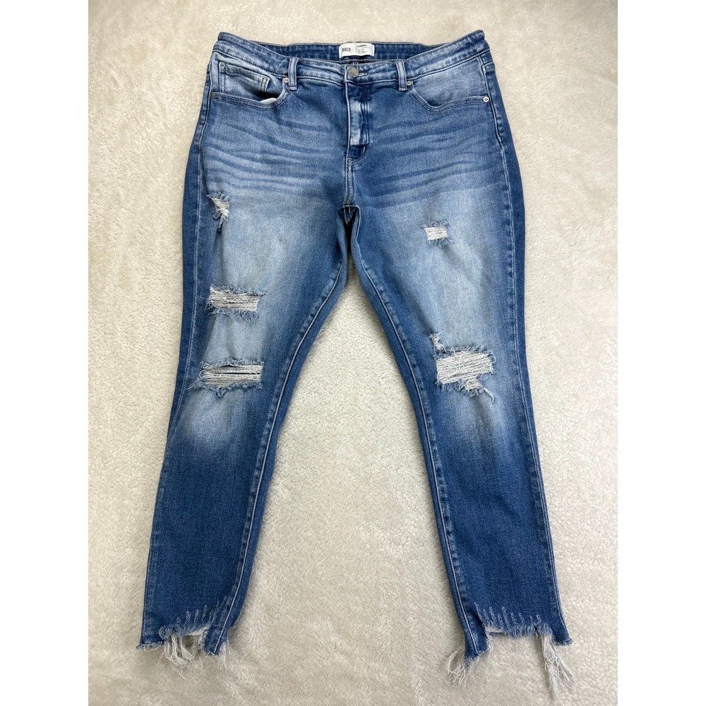 BKE Gabby Ankle Skinny Jeans Womens 33 Blue Denim Distressed High Rise Curvy Fit